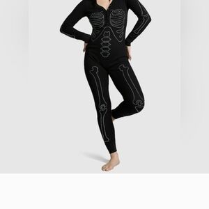 NEW Pink Victoria's Secret  BLING Black Skeleton Thermal Onesie SIZE LARGE New